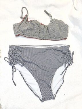 Decree - 2PC Bikini Gingham High Rise  Bottom W/  Adjustable Straps - XL NWOT